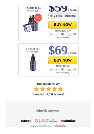 Our customers say
based on 19,651 reviews!
Scientific references:
1 X BOTTLE
ꞏ 30 Day Supply ꞏ
TOTAL: $99 $69
*FREE Shipping
3 X BOTTLES
ꞏ 90 Day Supply ꞏ
TOTAL: $297 $177
*FREE Shipping
 