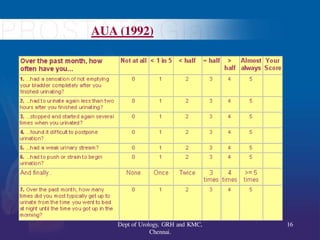 AUA (1992)
16
Dept of Urology, GRH and KMC,
Chennai.
 