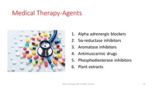 Medical Therapy-Agents
1. Αlpha adrenergic blockers
2. 5α-reductase inhibitors
3. Aromatase inhibitors
4. Antimuscarinic d...
