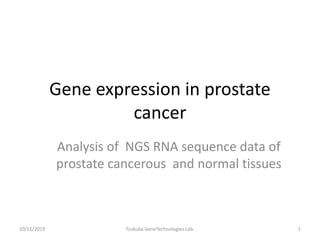 Gene expression in prostate
cancer
Analysis of NGS RNA sequence data of
prostate cancerous and normal tissues
10/11/2019 1Tsukuba GeneTechnologies Lab.
 