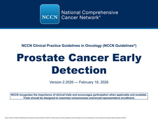 Prost@te Risk Nccn NCCN Guidelines Version 2.2026 for Prostate Cancer Early Detection and ...