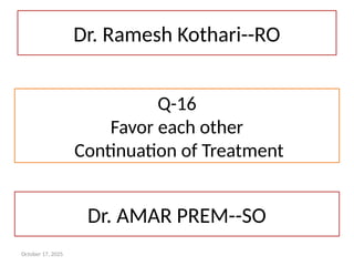 Kothai Ramesh Prostate cancer panel discussion Radiation therapy vs Surgery | PPTX