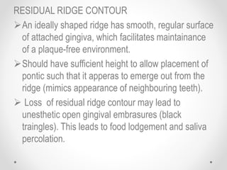 pontics in FPD (prosthodontics) | PPTX