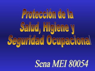 Protección de la  Salud, Higiene y Seguridad Ocupacional Sena MEI 80054 