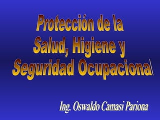 Protección de la  Salud, Higiene y Seguridad Ocupacional Ing. Oswaldo Camasi Pariona 