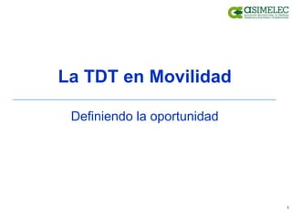 La TDT en Movilidad

 Definiendo la oportunidad




                             1
 