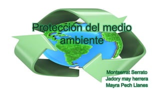 Protección del medio
ambiente
Montserrat Serrato
Jadory may herrera
Mayra Pech Llanes

 