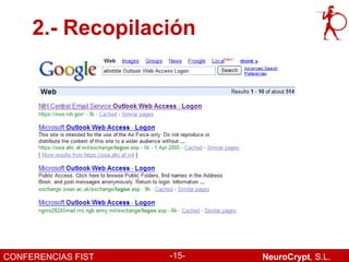 2.- Recopilación




CONFERENCIAS FIST   -15-   NeuroCrypt, S.L.
 