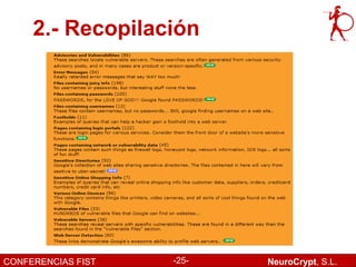 2.- Recopilación




CONFERENCIAS FIST   -25-   NeuroCrypt, S.L.
 