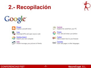 2.- Recopilación




CONFERENCIAS FIST   -7-   NeuroCrypt, S.L.
 