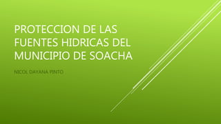 PROTECCION DE LAS
FUENTES HIDRICAS DEL
MUNICIPIO DE SOACHA
NICOL DAYANA PINTO
 