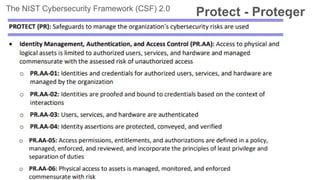 Protect Framework The NIST Cybersecurity Framework (CSF) 2.0 - Protect - Proteger | PPTX