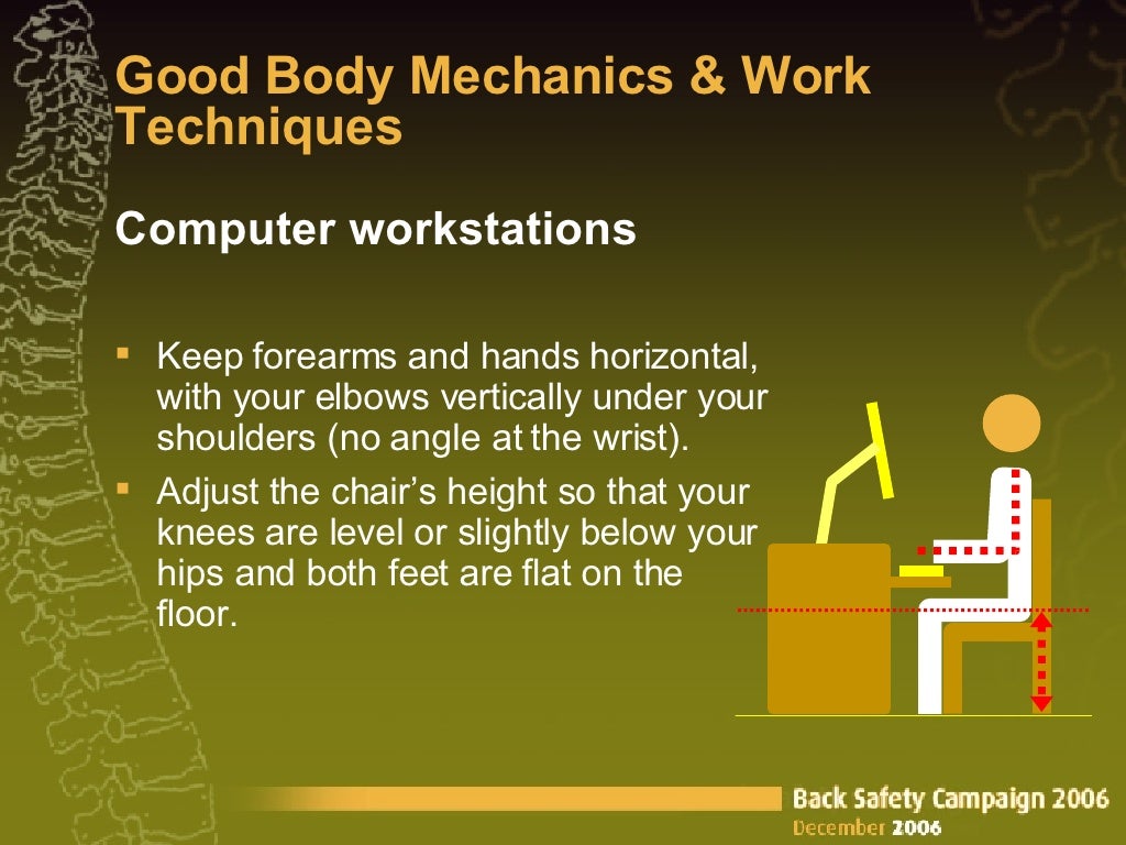 Good Body Mechanics & Work