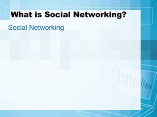 What is Social Networking? Social Networking 