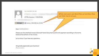 While end-users see Word files as harmless they
can hide macro-viruses
5
Copyright © 2016 Symantec Corporation
 