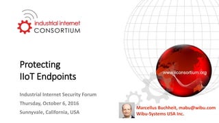 Protecting
IIoT Endpoints
Industrial Internet Security Forum
Thursday, October 6, 2016
Sunnyvale, California, USA
Marcellus Buchheit, mabu@wibu.com
Wibu-Systems USA Inc.
 
