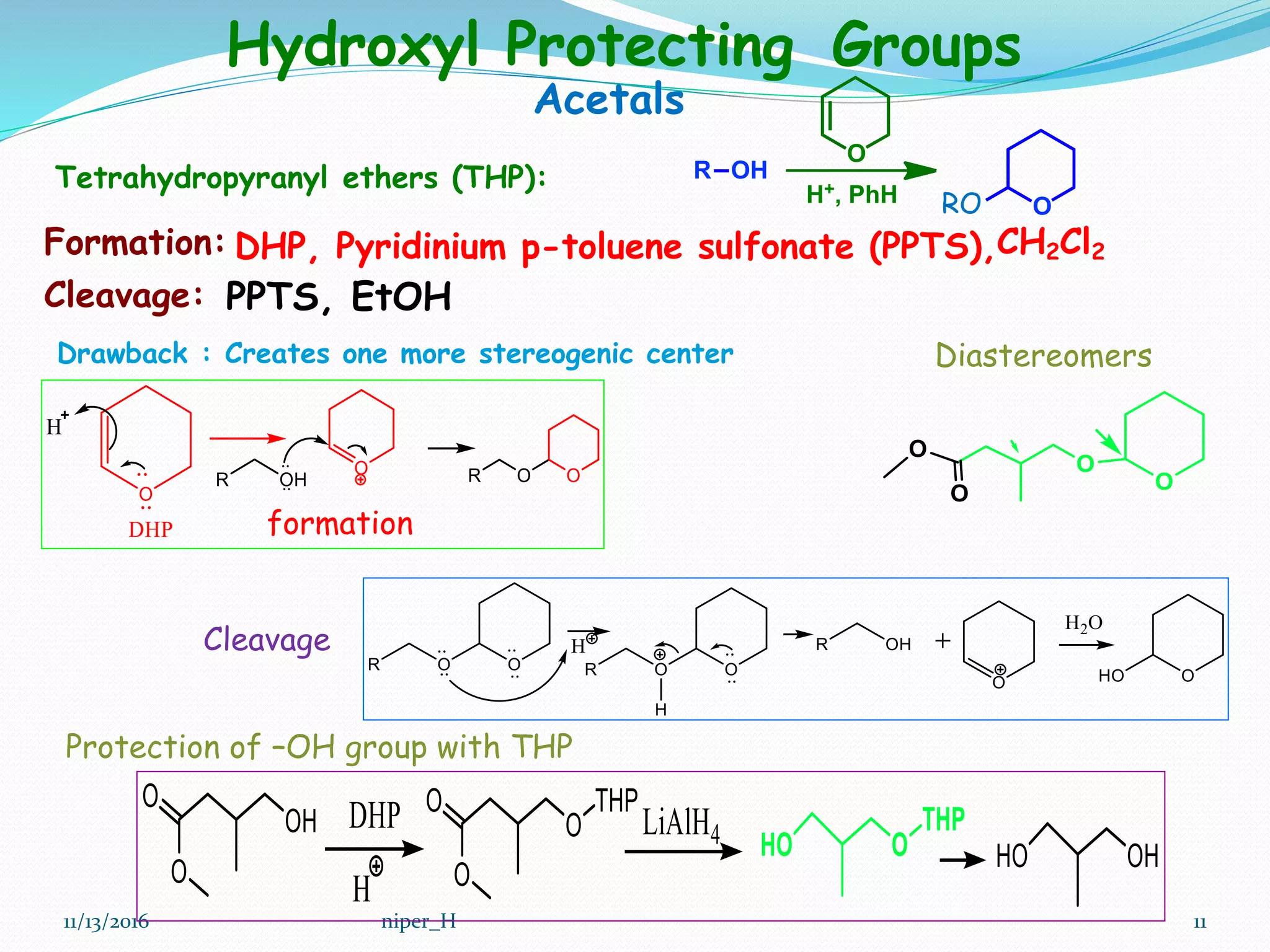 Protecting groups and deprotection- -OH, -COOH, C=O, -NH2 groups. | PPTX