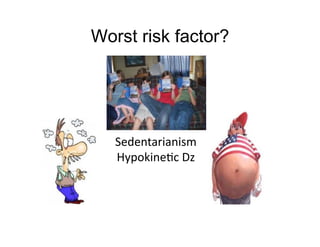 Worst risk factor?




   Sedentarianism	
  
   Hypokine1c	
  Dz	
  
 