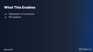 @mooreds
@mooreds
What This Enables
● Separation of concerns
● PII isolation
 