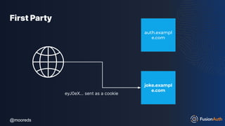 @mooreds
@mooreds
First Party
joke.exampl
e.com
auth.exampl
e.com
eyJ0eX… sent as a cookie
 