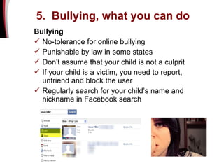 <ul><li>Bullying </li></ul><ul><li>No-tolerance for online bullying  </li></ul><ul><li>Punishable by law in some states  <...