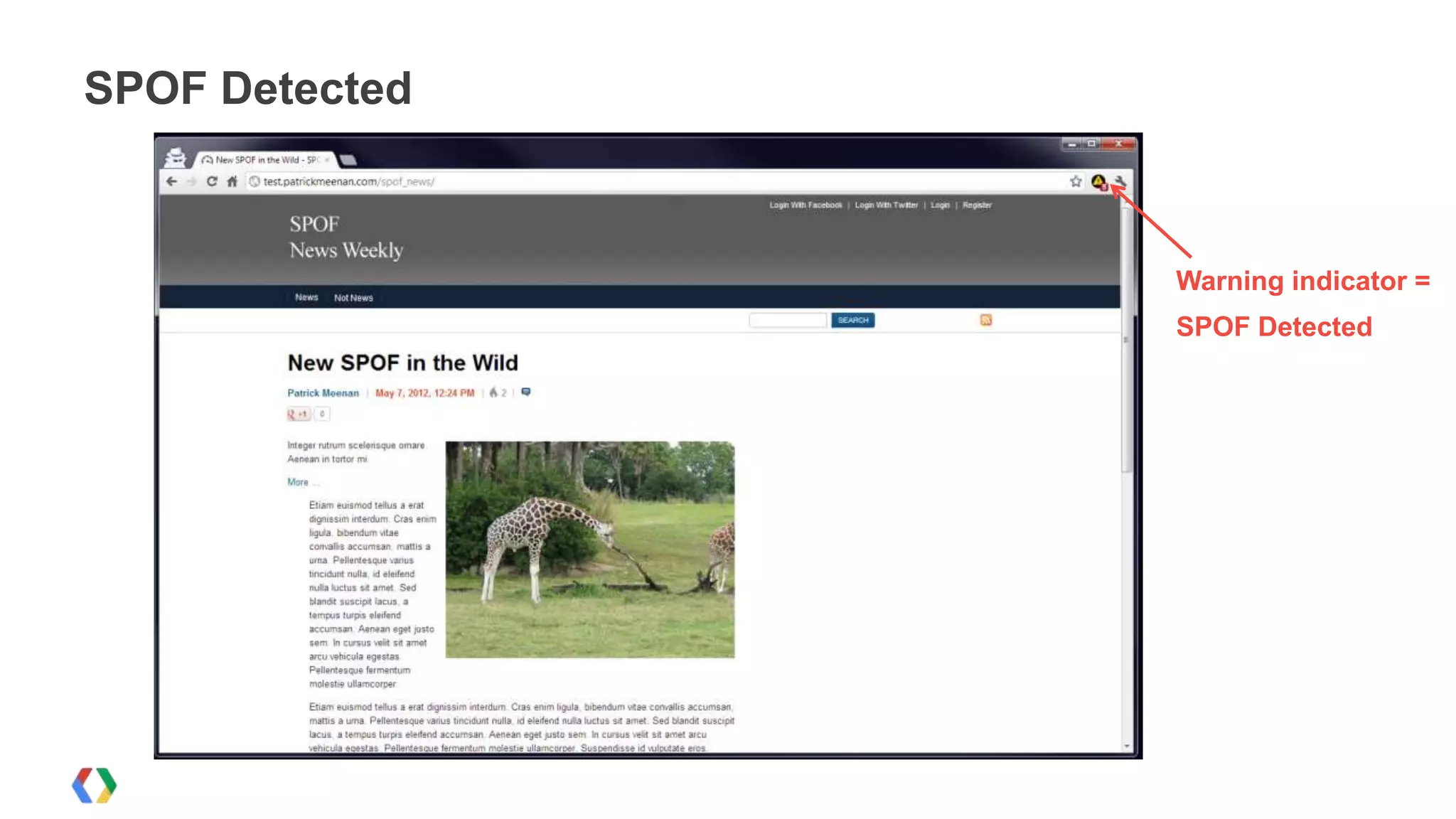 SPOF Detected



                Warning indicator =
                SPOF Detected
 
