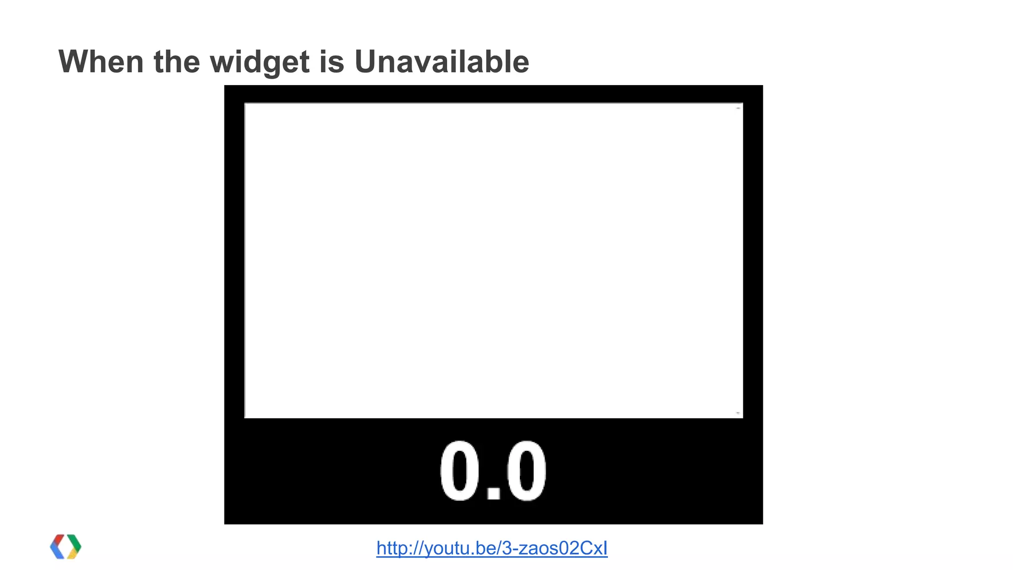 When the widget is Unavailable




                    http://youtu.be/3-zaos02CxI
 