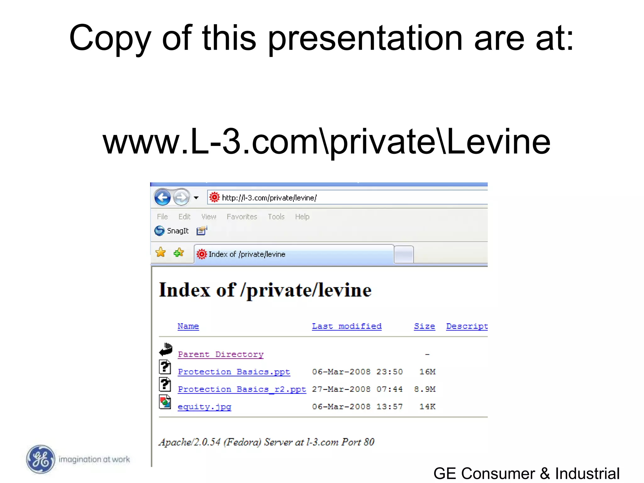 133
GE Consumer & Industrial
Copy of this presentation are at:
www.L-3.comprivateLevine
 