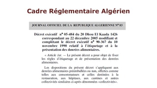 Cadre Réglementaire Algérien
 