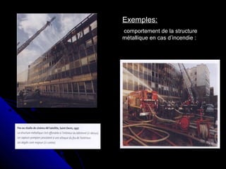 Exemples:
comportement de la structure
métallique en cas d’incendie :

 