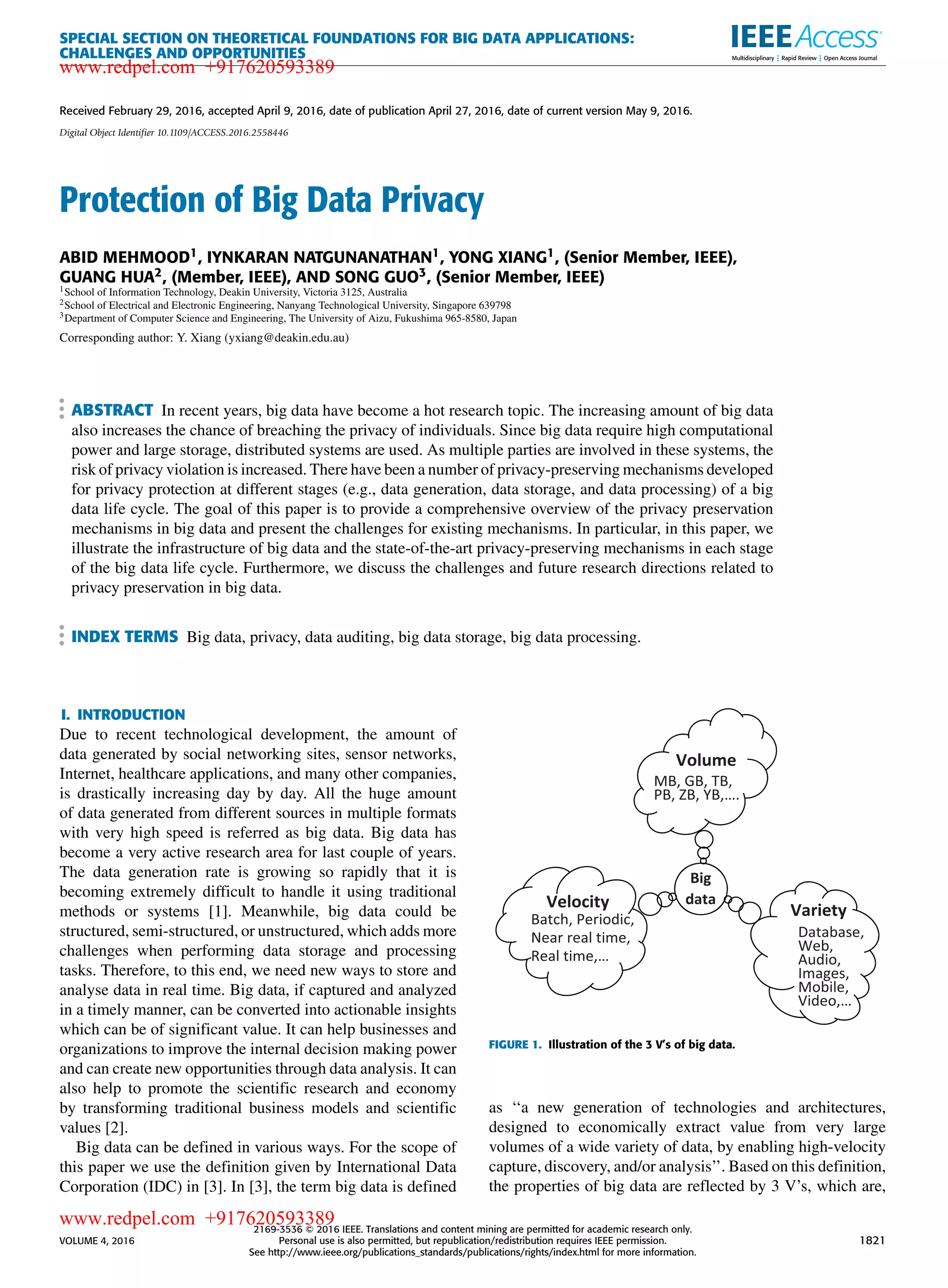 Protection of big data privacy | PDF