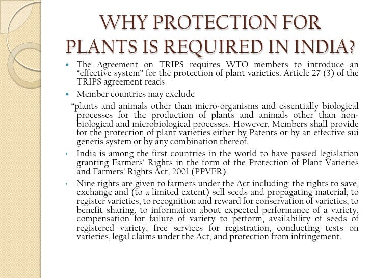 Protection of plant varieties and farmers' rights act