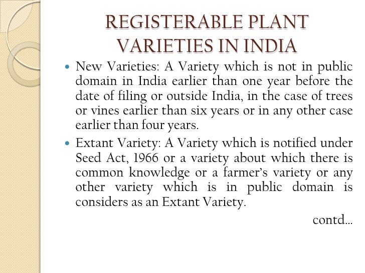 Protection of plant varieties and farmers' rights act