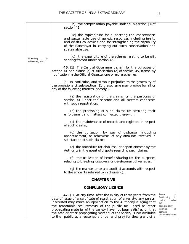 Protection of Plant varieties and Farmers rights act 2001