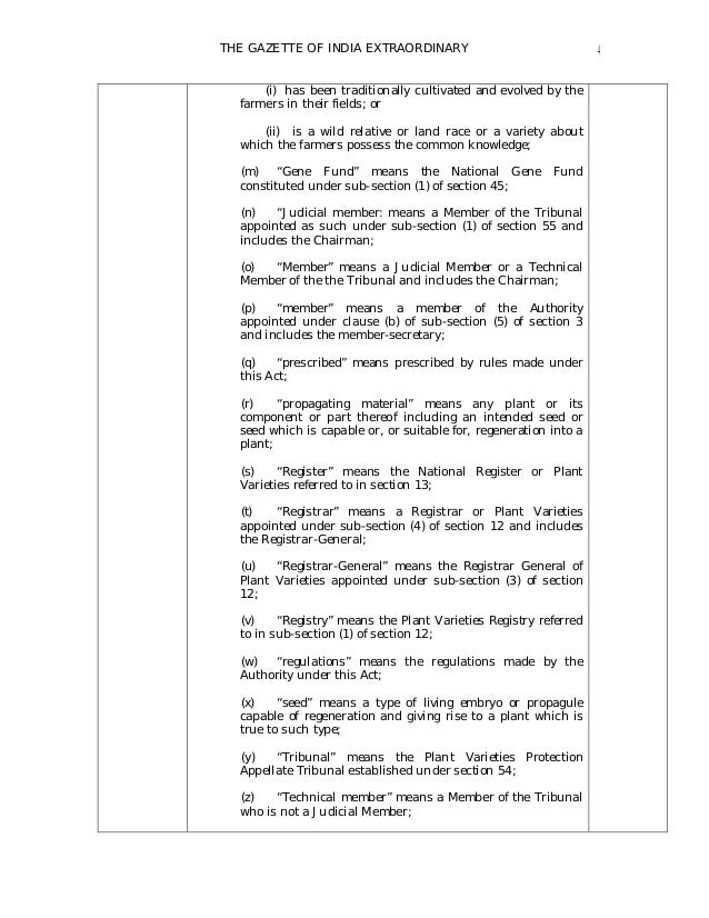 Protection of Plant varieties and Farmers rights act 2001 in India