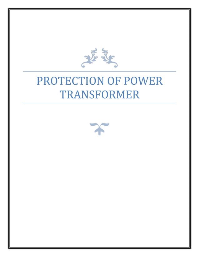 Protection of power transformer PDF