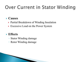 Protection of three phase synchronous generator | PPTX