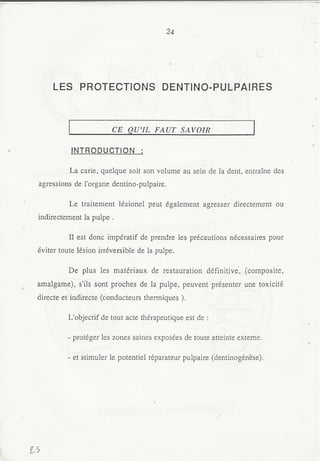 Protections dentino pulpaires