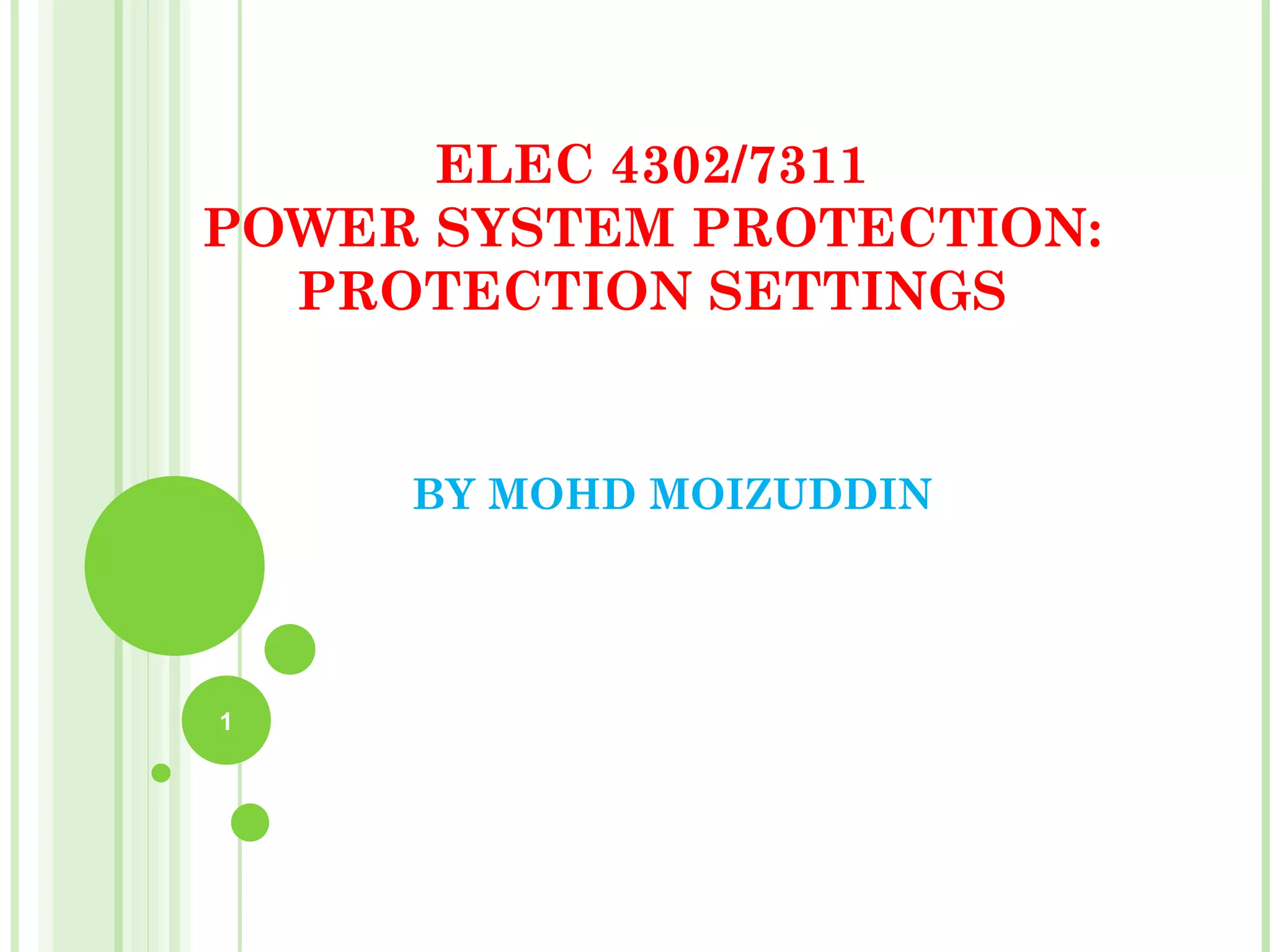 POWER SYSTEM PROTECTION PPT