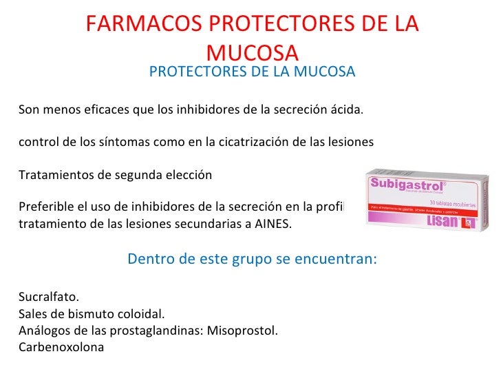 Protectores de la mucosa Protectores de la mucosa