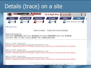 Details (trace) on a site 
