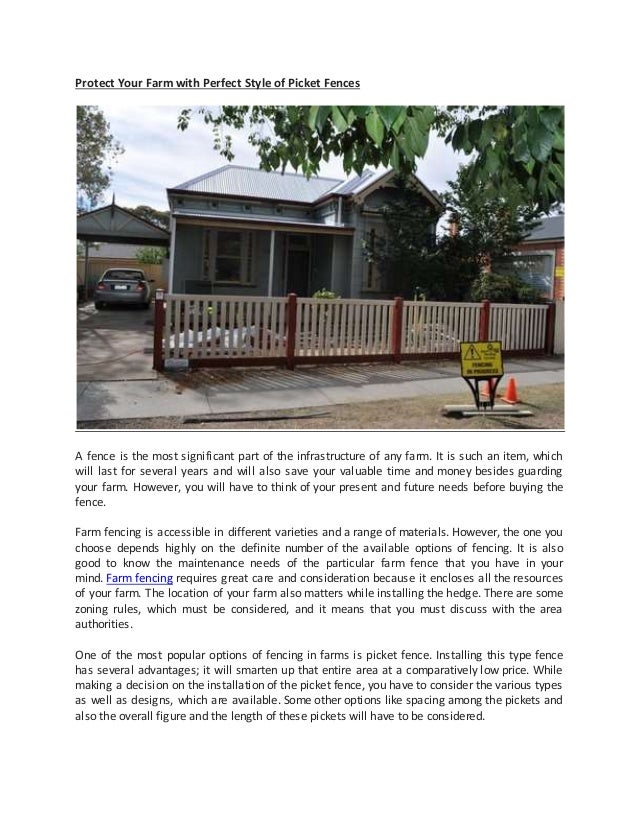Protect Your Farm with Perfect Style of Picket Fences