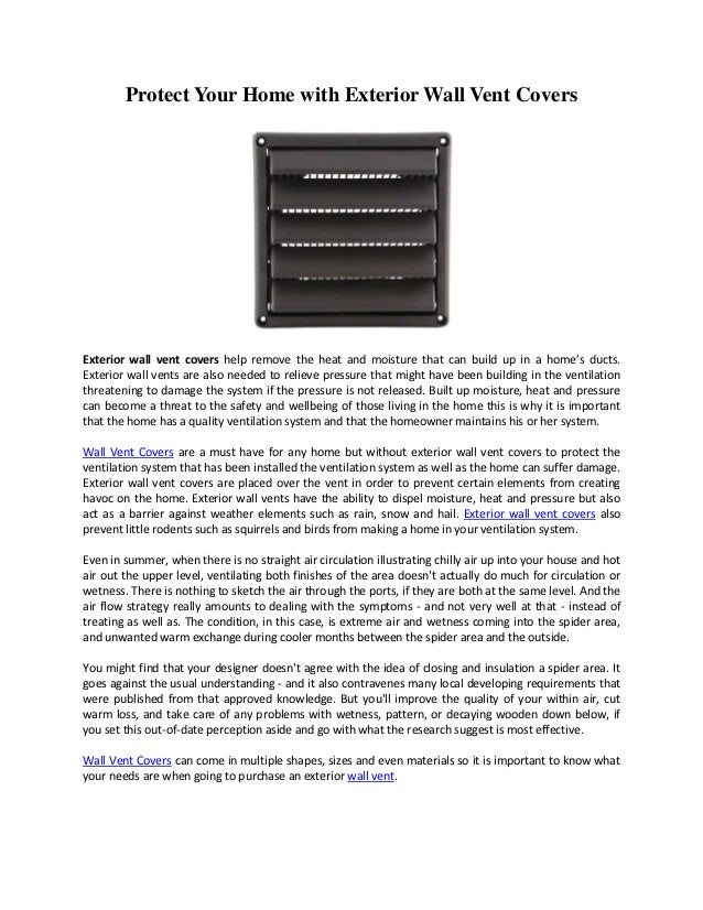 Protect Your Home with Exterior Wall Vent Covers