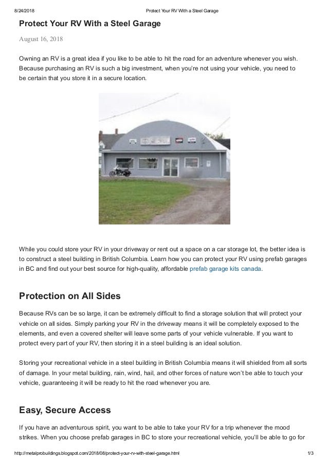 Protect Your Rv With A Steel Garage