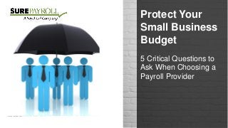 Protect Your
Small Business
Budget
5 Critical Questions to
Ask When Choosing a
Payroll Provider
 