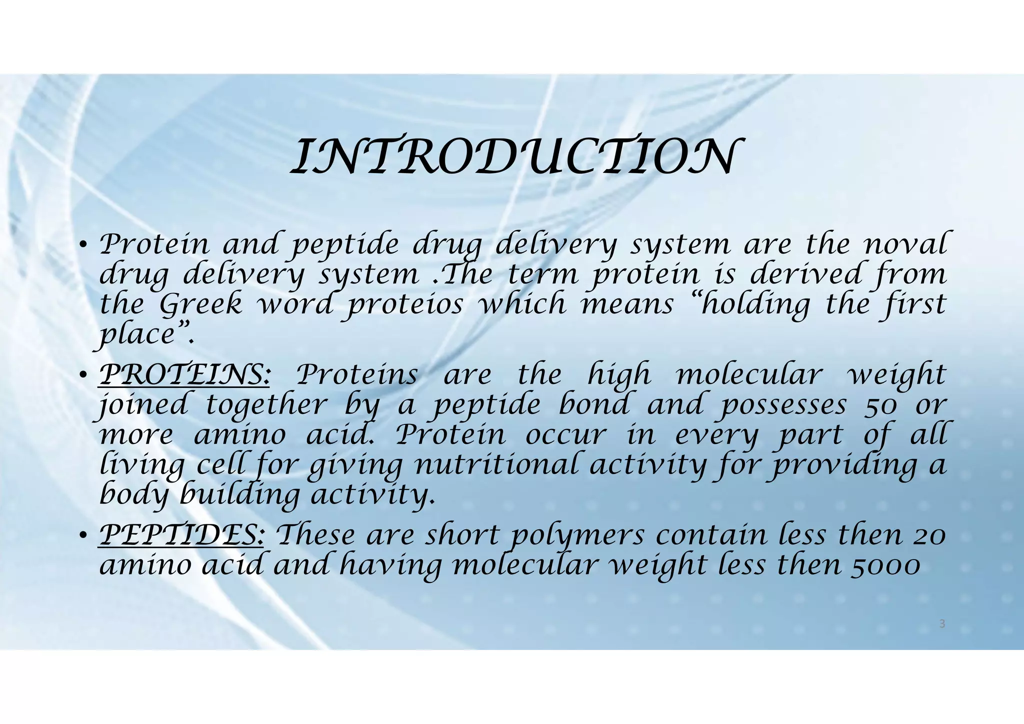 Protein and peptide drug delivery system | PDF