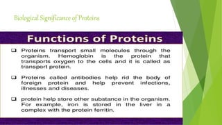 Biological Significance of Proteins
 