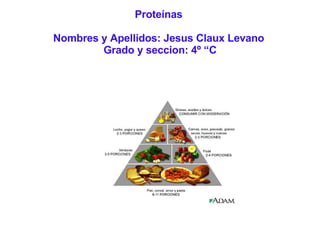 Proteínas Nombres y Apellidos: Jesus Claux Levano  Grado y seccion: 4º “C 