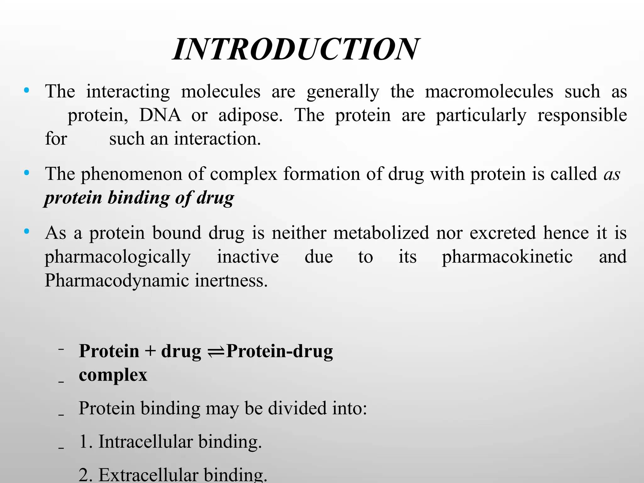 Protein Binding of drug.pptx Plasma bound protein | PPTX