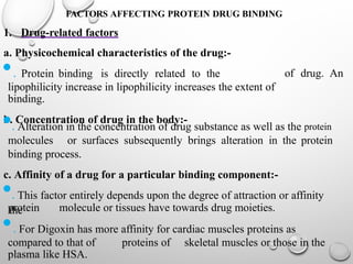 Protein Binding of drug.pptx Plasma bound protein | PPTX